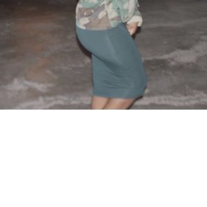 Hunter Green Midi Fitted Skirt